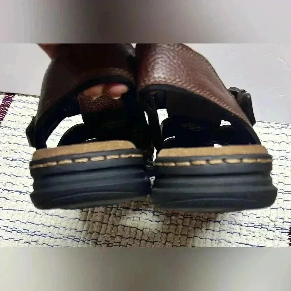 Dr. Scholl's Men’s Gaston‎ Brown Leather Fisherman's Sandals Memory foam Sz10